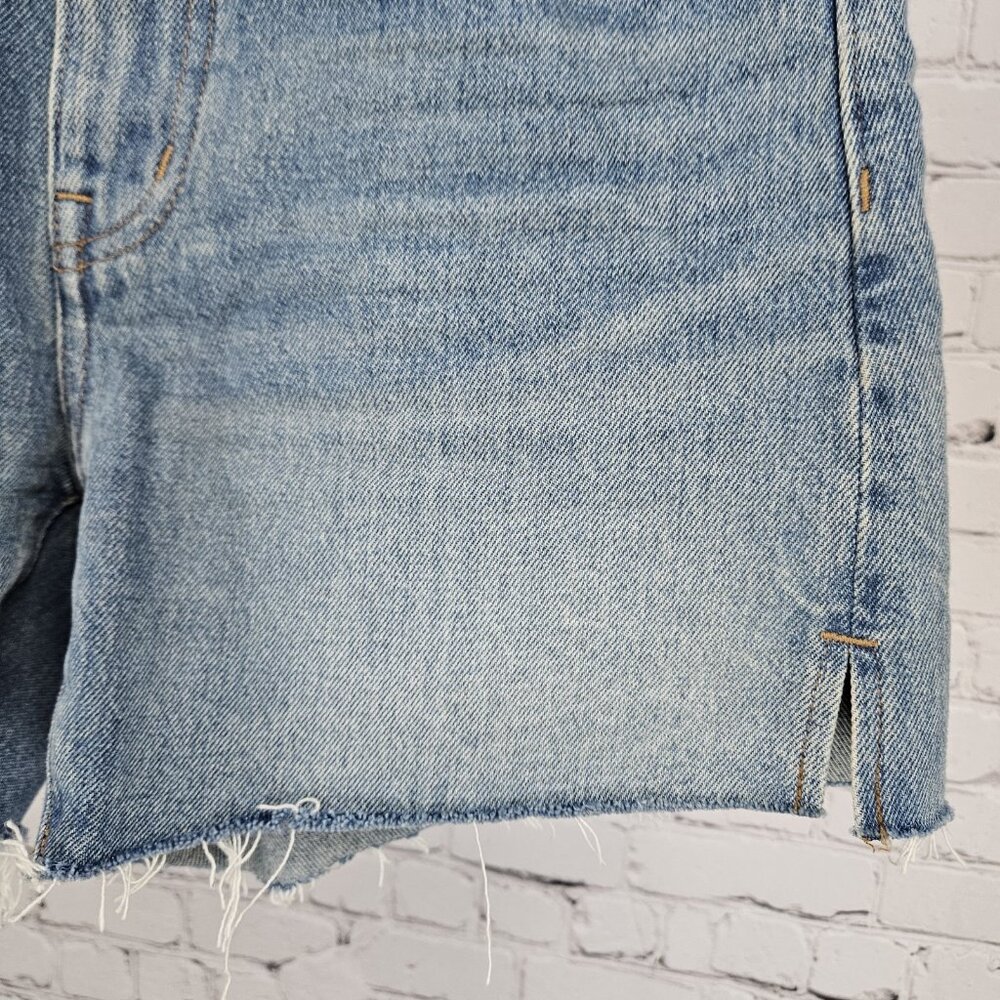 Madewell Blue Relaxed Mid-Length Denim Shorts High Rise Raw Hem 25 (29x5) - Picture 10 of 11